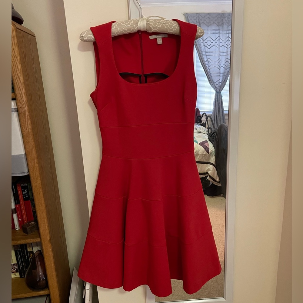 Banana Republic red fit and flare dress (2)